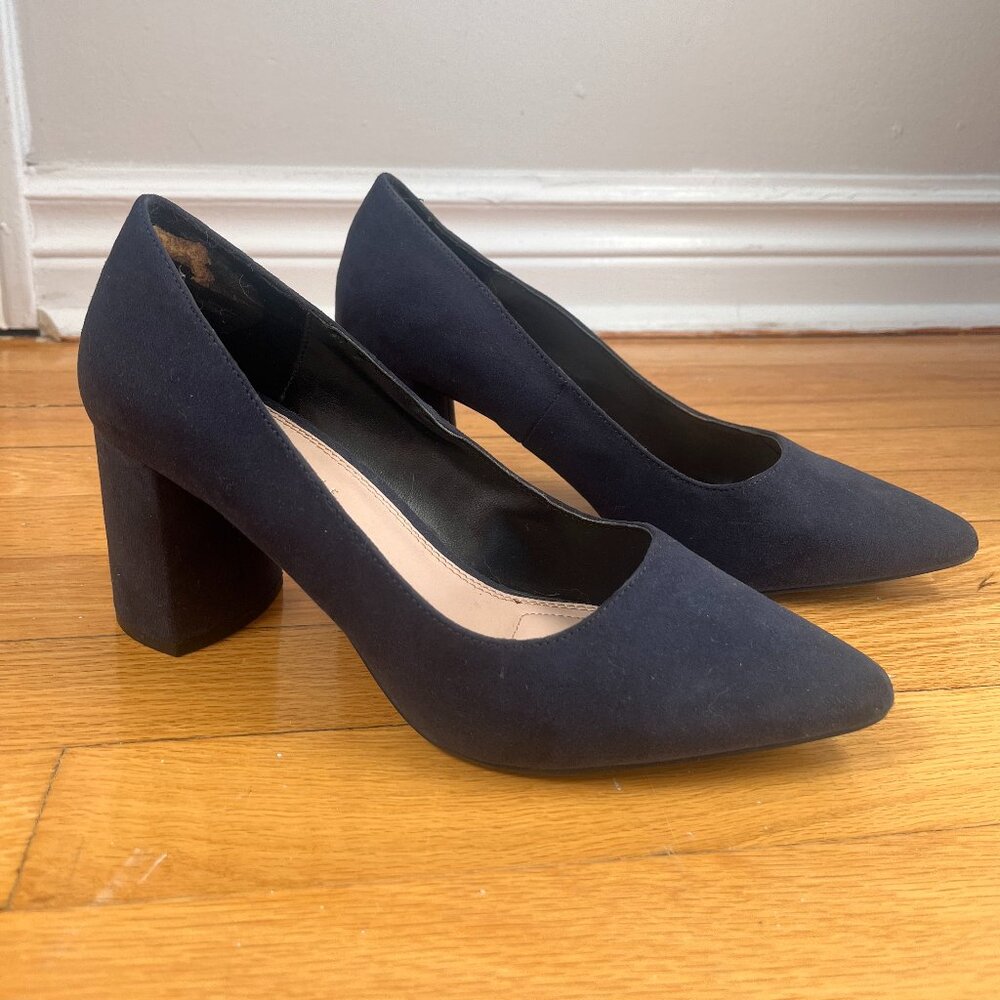 Kelly & Katie 3 Inch Navy Blue Chunky Heels